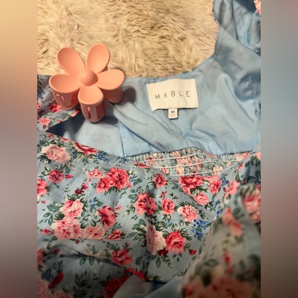 MABLE Blue Floral Dress with Pink Accents - Picture 7 of 7